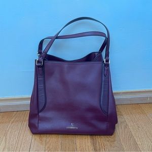 Cherry Red Liz Claiborne Big Shoulder Slouchy Bag with Gold Hardware